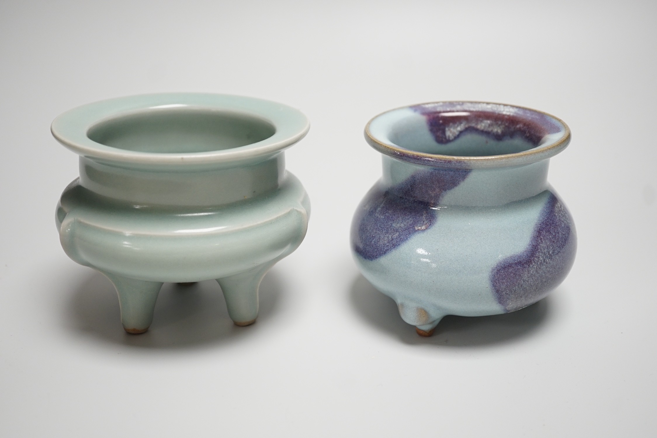 A Chinese Jun type censer and a celadon glazed censer